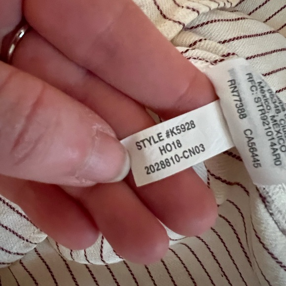 Madewell Striped Cream and Brown Women's Top XXS - Picture 3 of 5